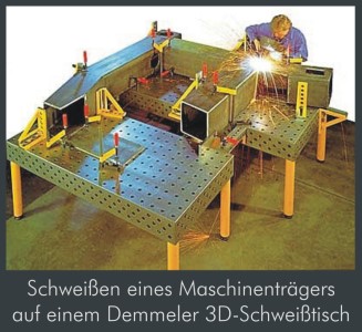 Schweißen eines Maschinenträgers auf einem Demmeler 3D Schweißtisch